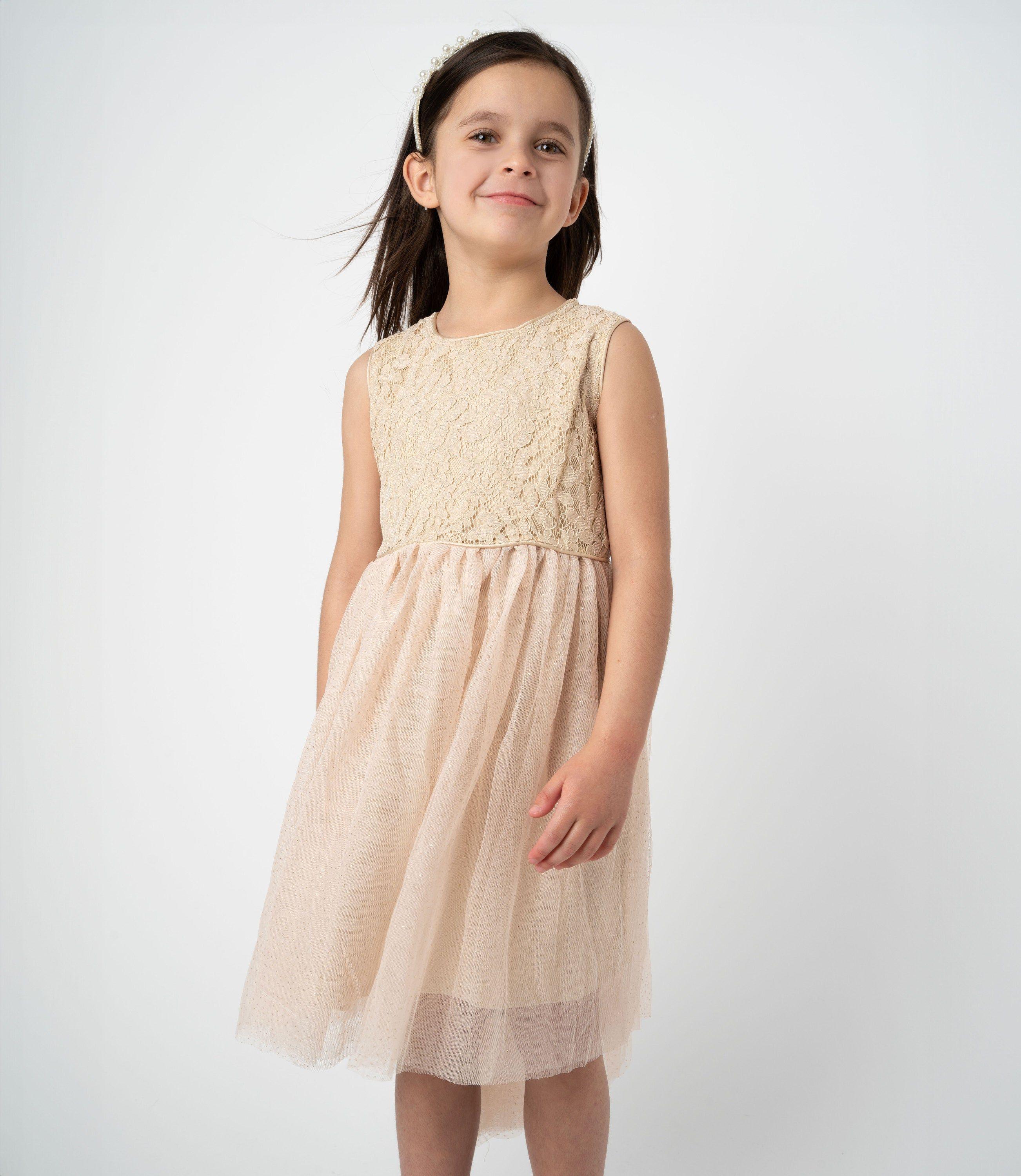 Vestido niña con tul dorado Limonada-0