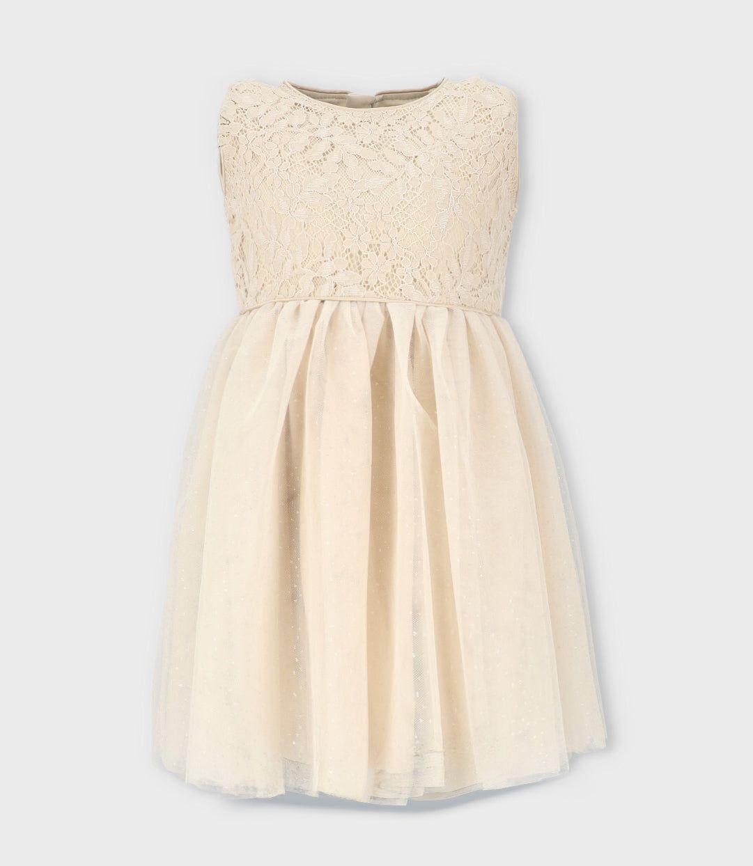 Vestido niña con tul dorado Limonada-1