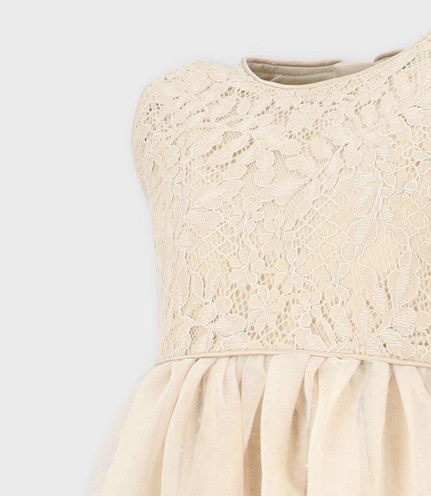 Vestido niña con tul dorado Limonada-3