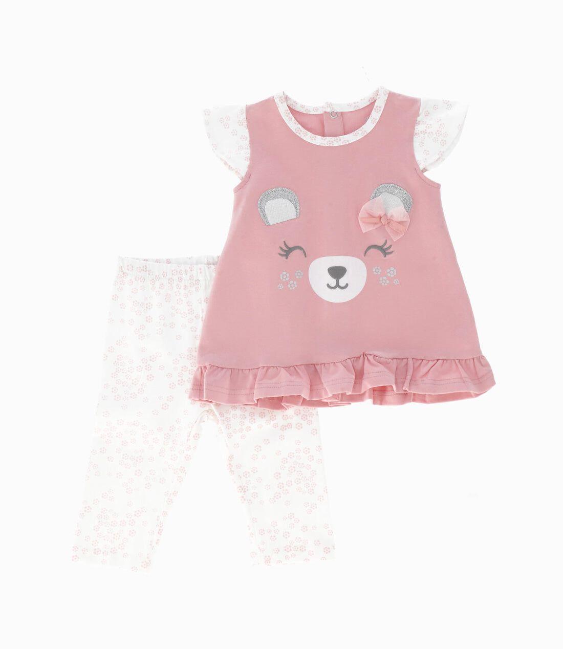 Conjunto recién nacida de polera y calzas rosado Limonada-0