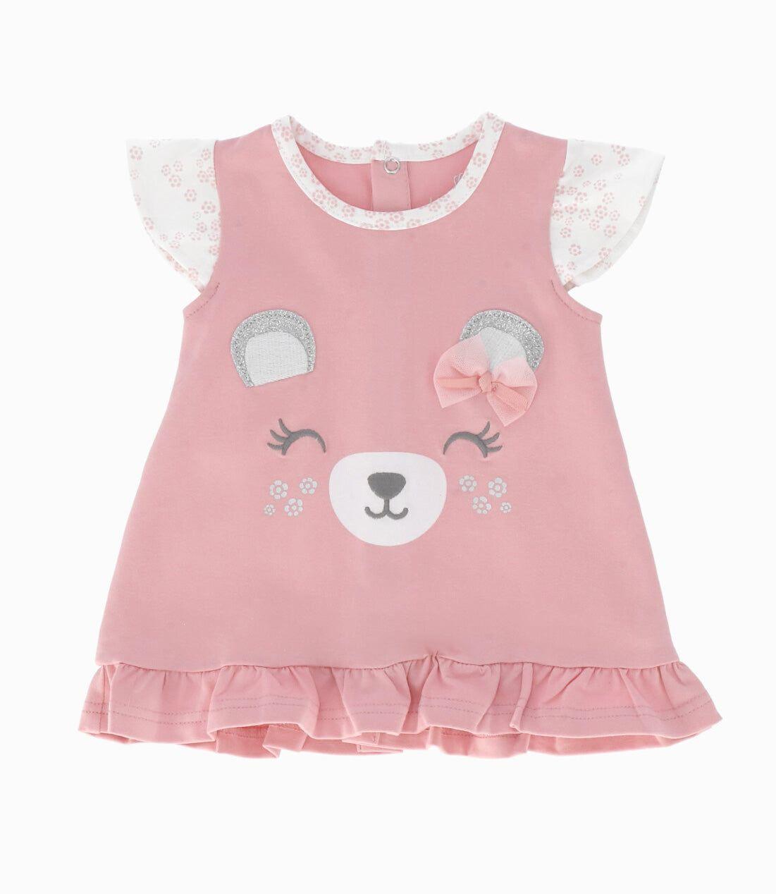 Conjunto recién nacida de polera y calzas rosado Limonada-1