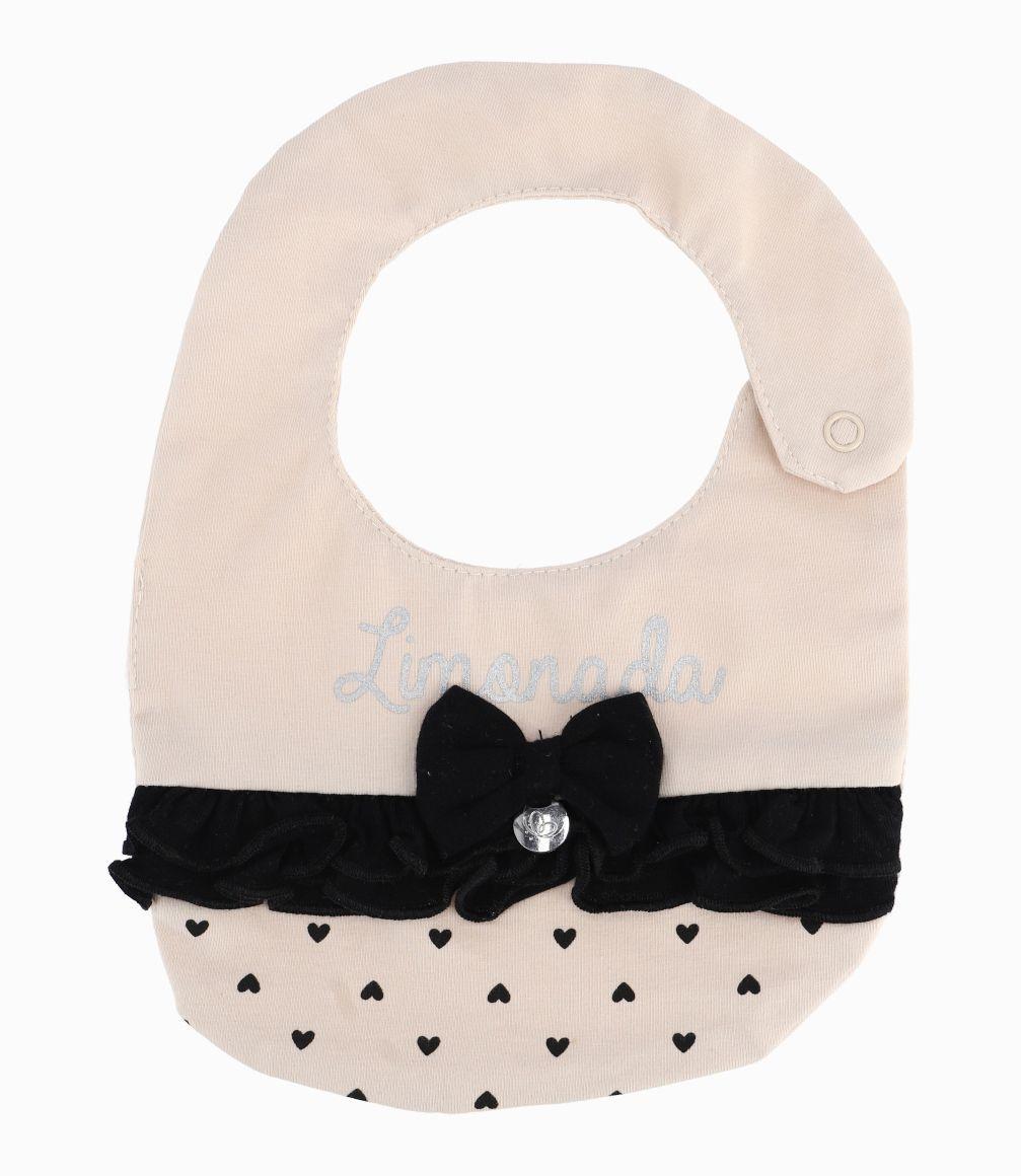 Babero Recién Nacida Con Puntos Y Lazo Limonada Crudo-0