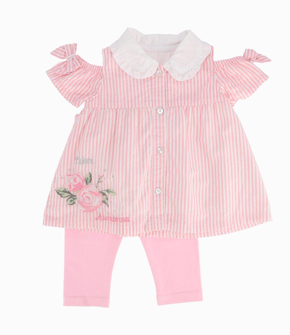 Conjunto Blusa y Calza Recién Nacida Rosado Limonada-1