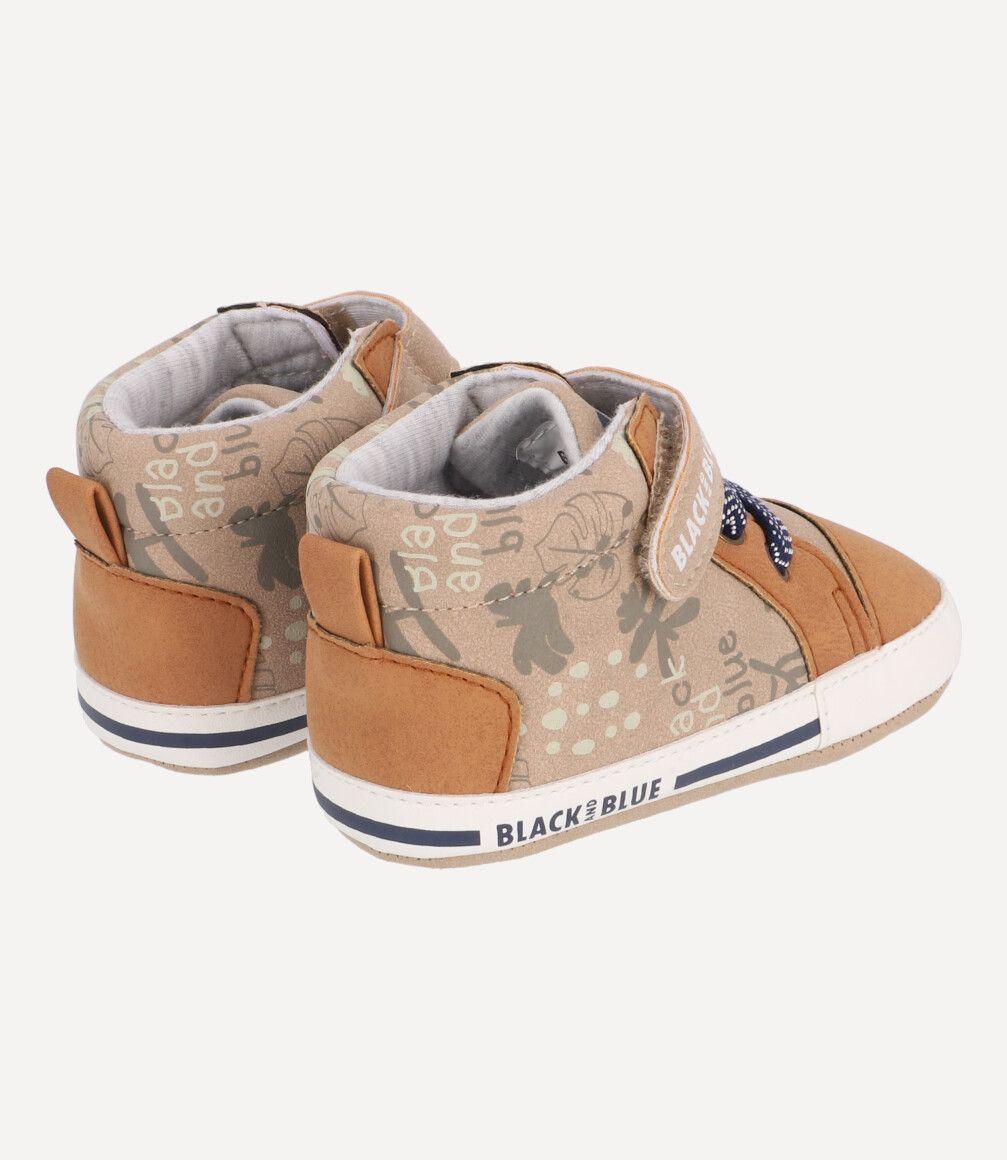 Zapatilla Cordones Azules Recién Nacido Beige Black and Blue-2