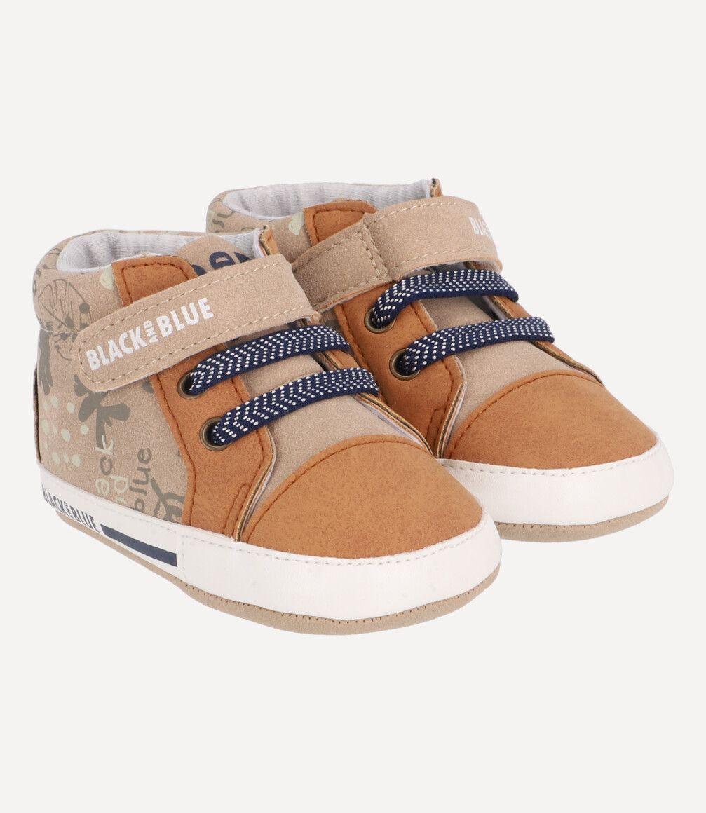 Zapatilla Cordones Azules Recién Nacido Beige Black and Blue-0