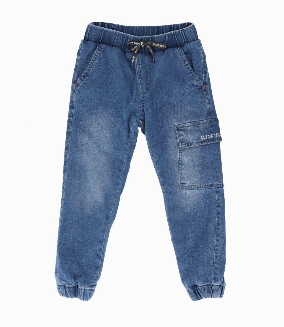 Jeans niño cargo denim celeste Black and Blue-0