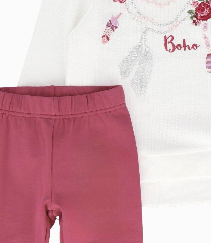 Conjunto niña de chaleco y calzas burdeo Limonada-3