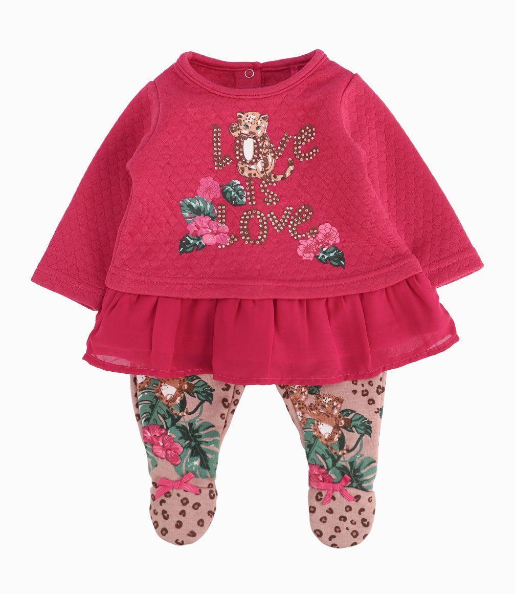 Conjunto Recién Nacida Polera Y Calzas Limonada Frutilla-4