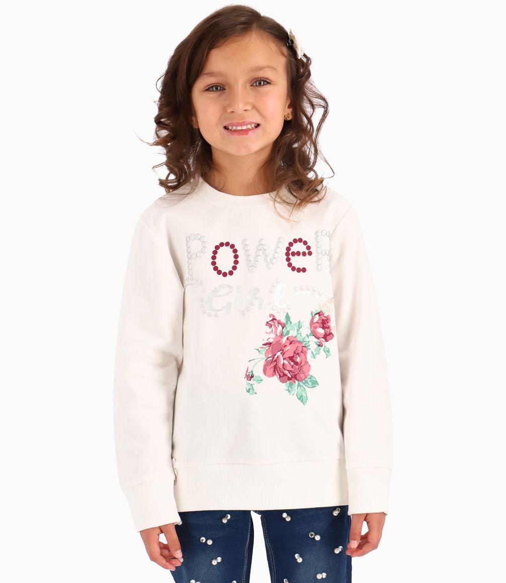 Polerón Con Bordado y Aplicaciones Niña Crudo Limonada-0