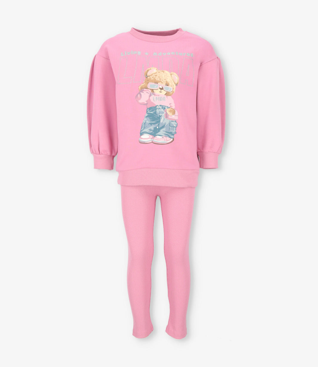 Conjunto niña oso palo rosa Limonada-0
