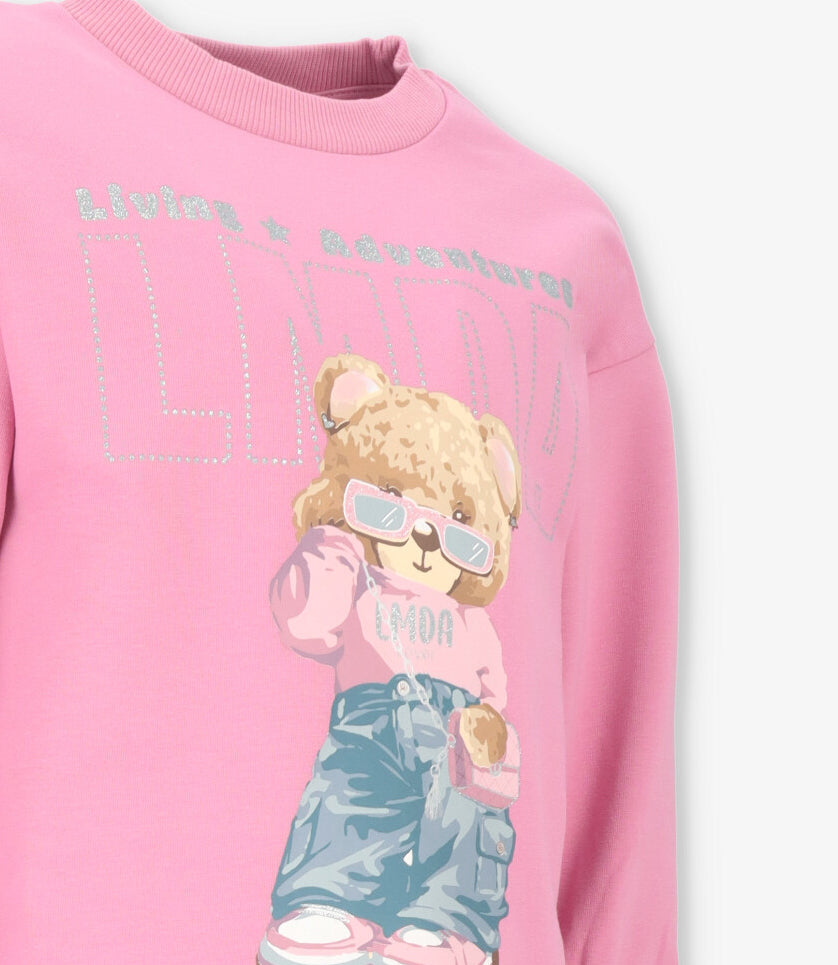 Conjunto niña oso palo rosa Limonada-2