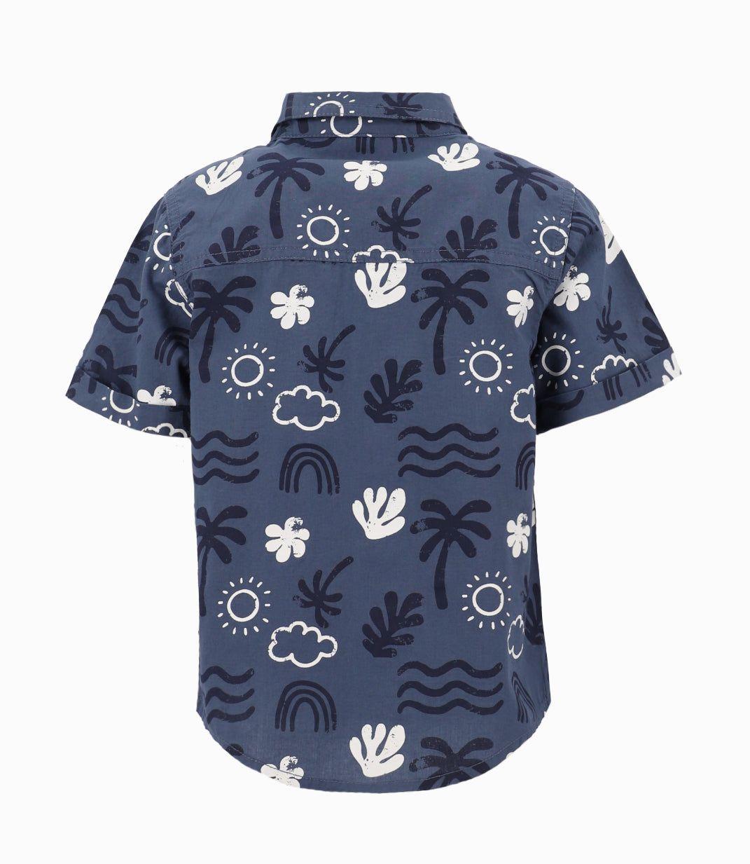 Camisa Bebé Con Palmeras Y Hojas Azul Piedra-8
