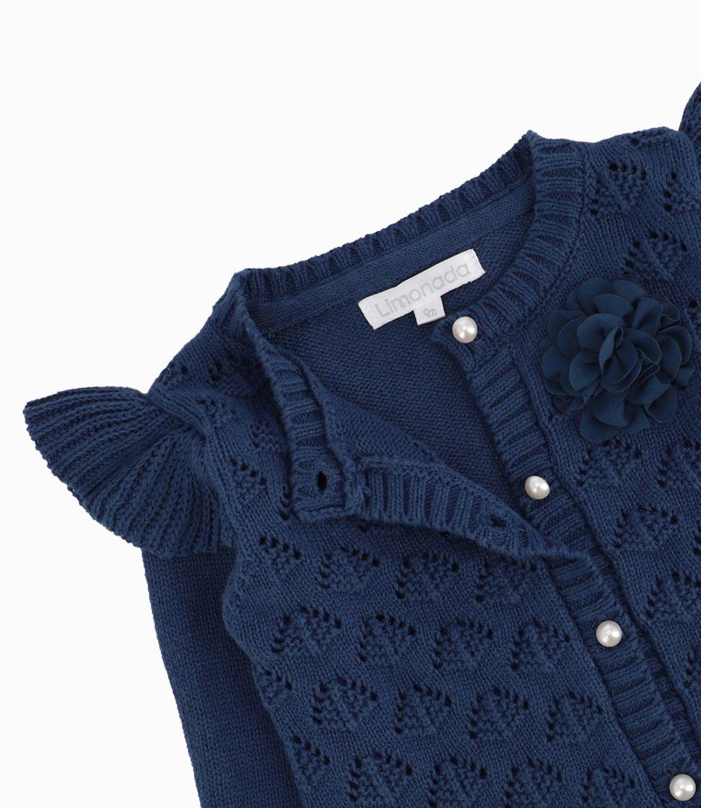 Chaleco Recién Nacida Tejido con Vuelos Limonada Azul Marino-1