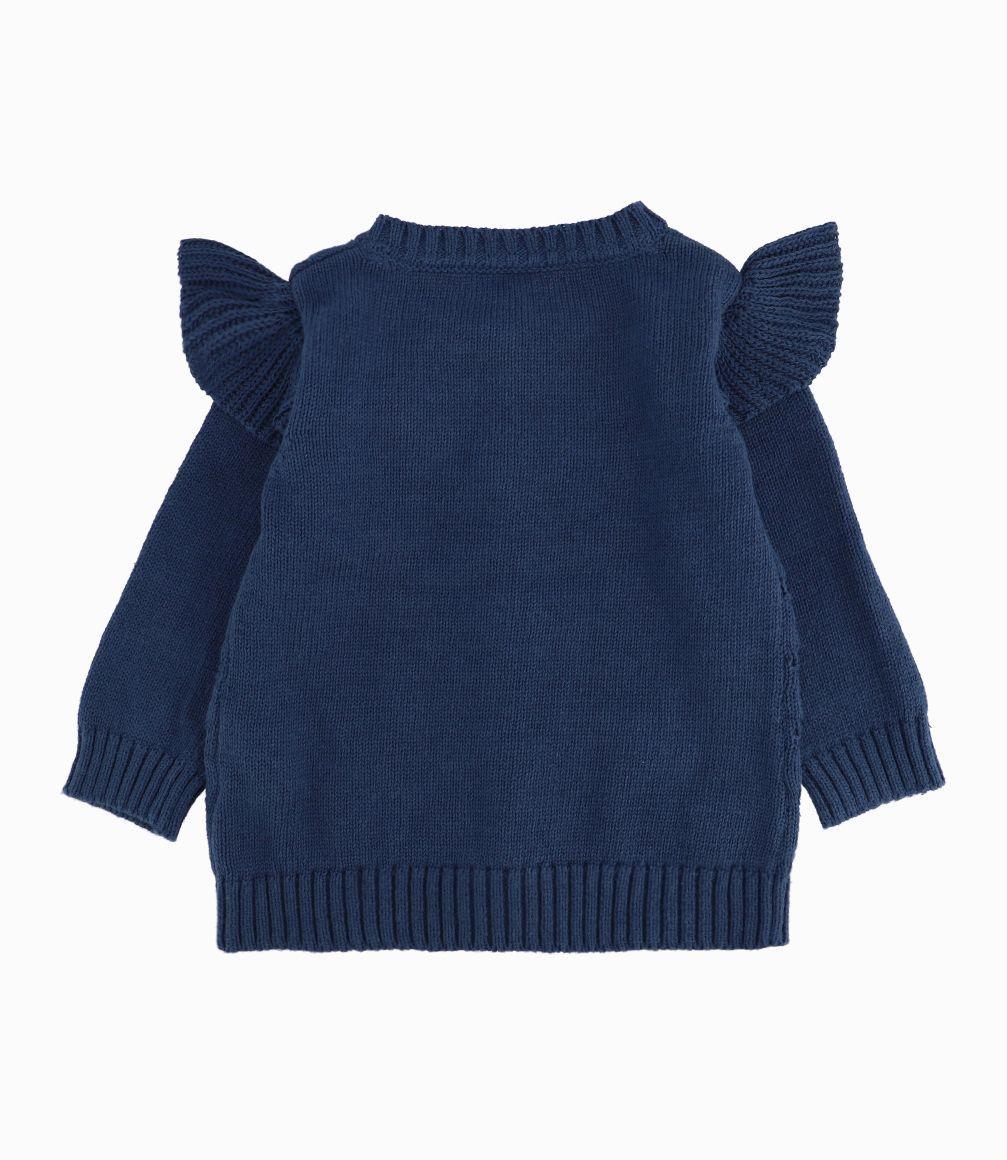 Chaleco Recién Nacida Tejido con Vuelos Limonada Azul Marino-2