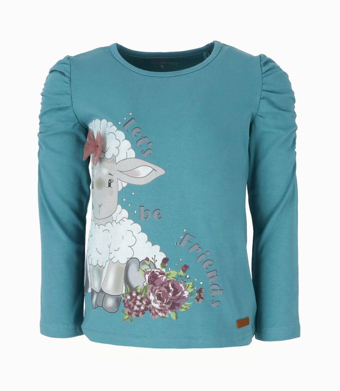 Polera niña con oveja petróleo Limonada-0
