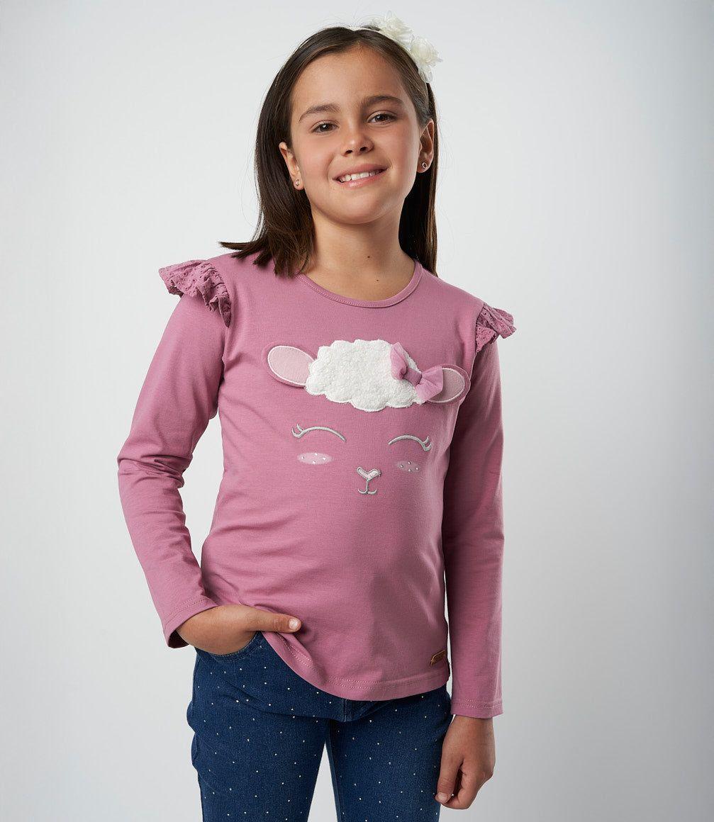 Polera niña con vuelos burdeo Limonada-0