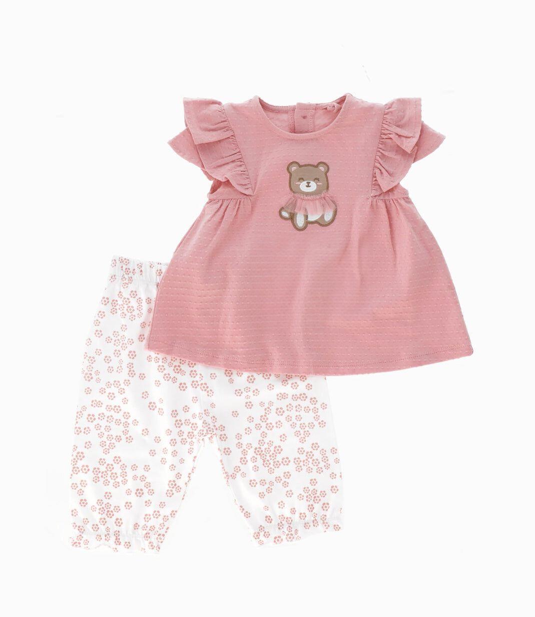Conjunto recién nacida de polera y pantalón rosado Limonada-0