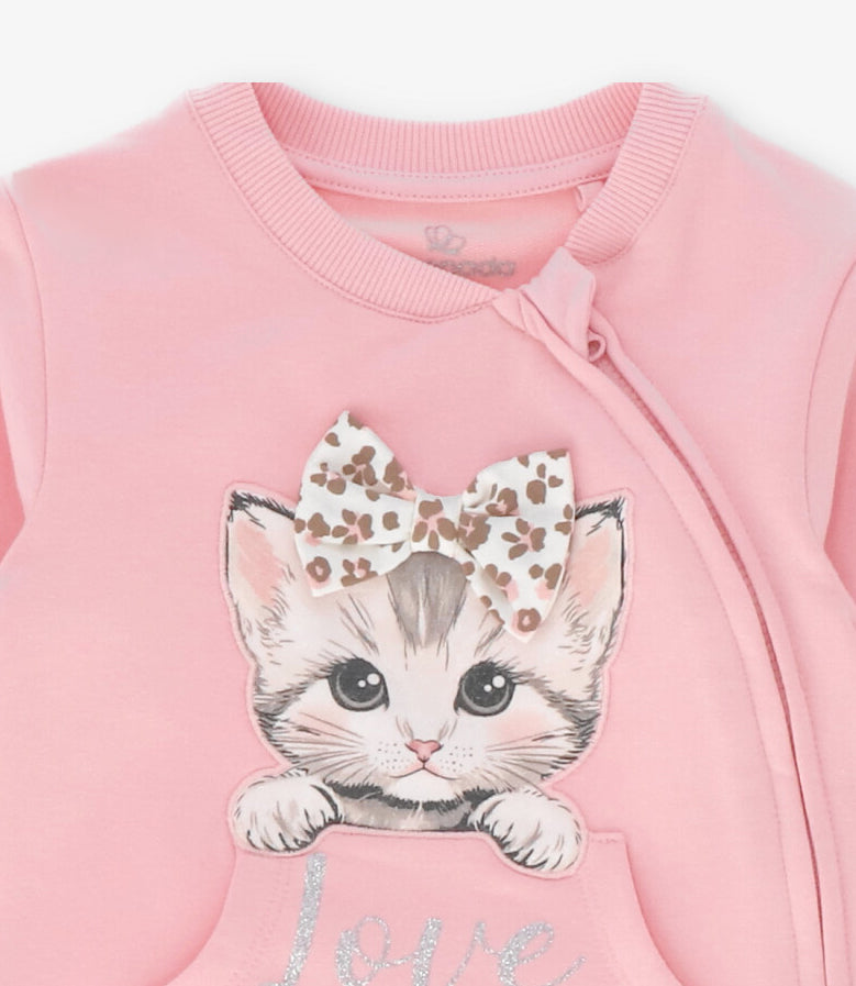Enterito recién nacida con diseño gatito rosado Limonada-2