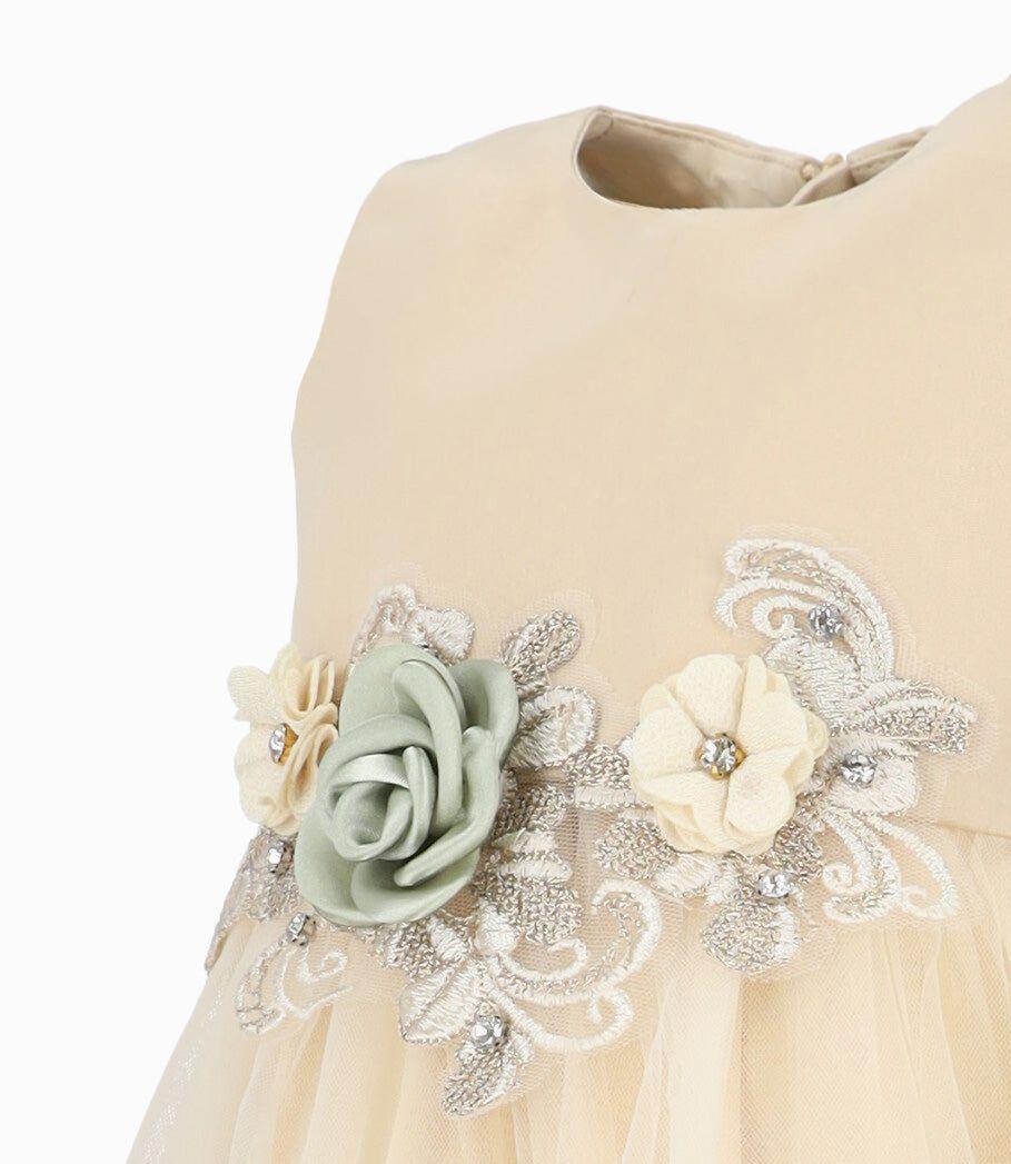 Vestido bebé con tul crudo Limonada-2