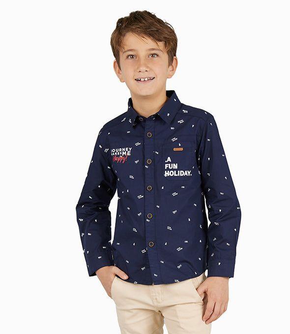 Camisa Niño Básica Azul Marino-0