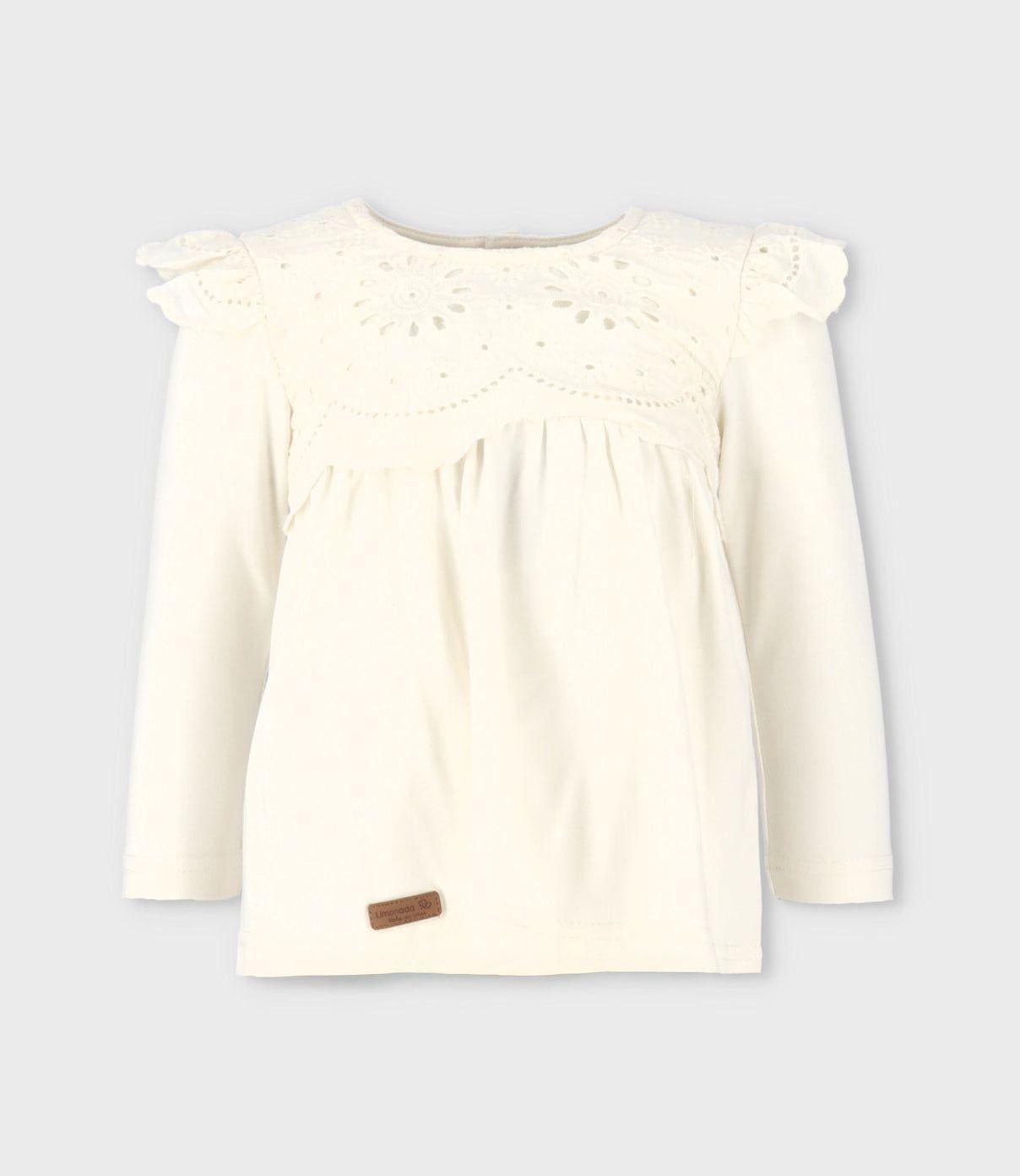 Polera bebés con broderie blanco Limonada-0