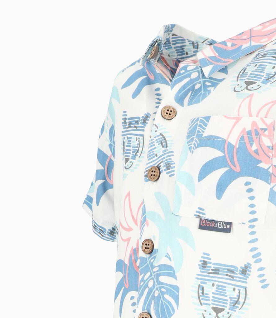Camisa manga corta bebé palmeras crudo Black and Blue-2
