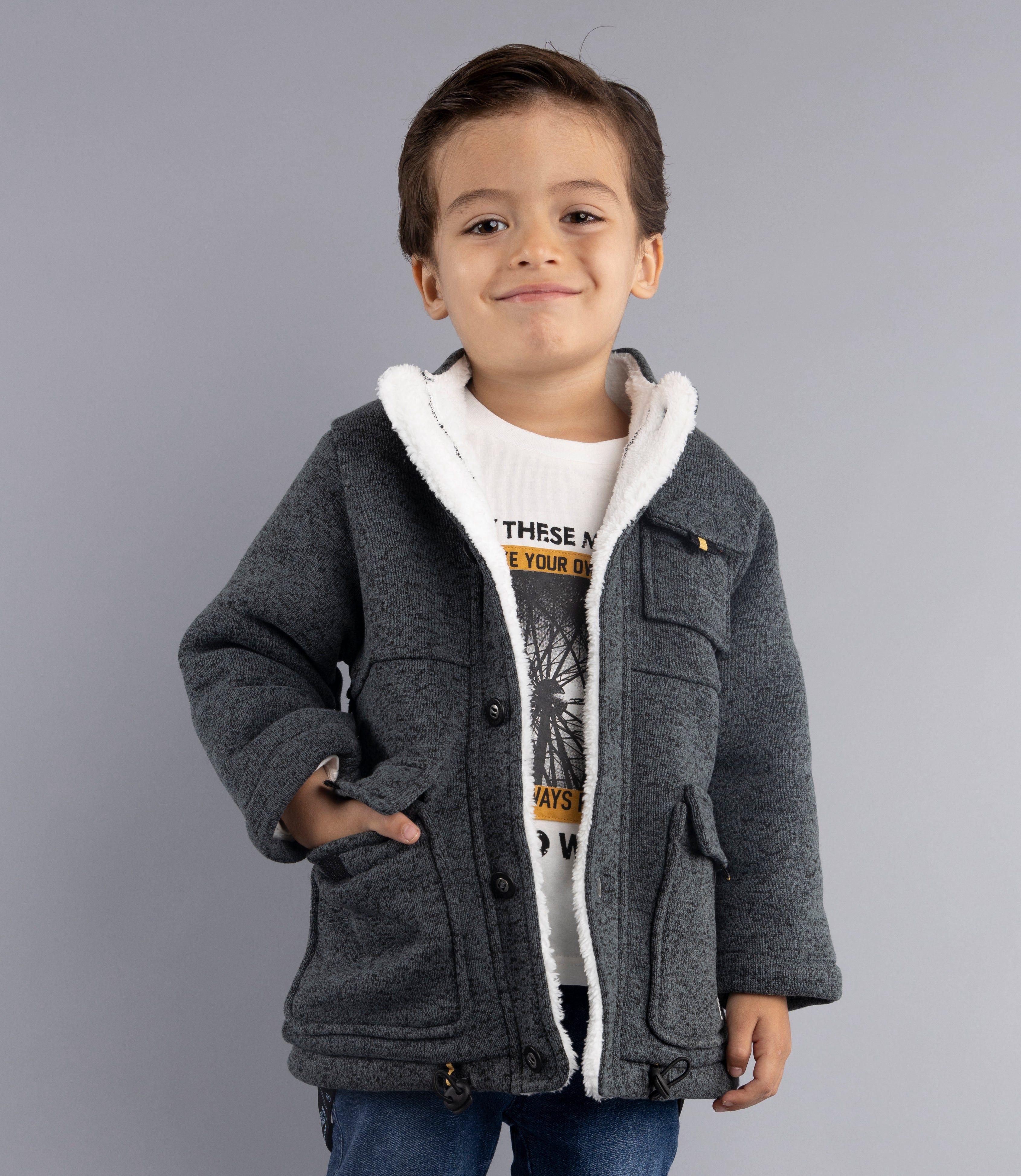 Abrigo Bebé Niño Polar Con Bolsillos Black And Blue Marengo-0