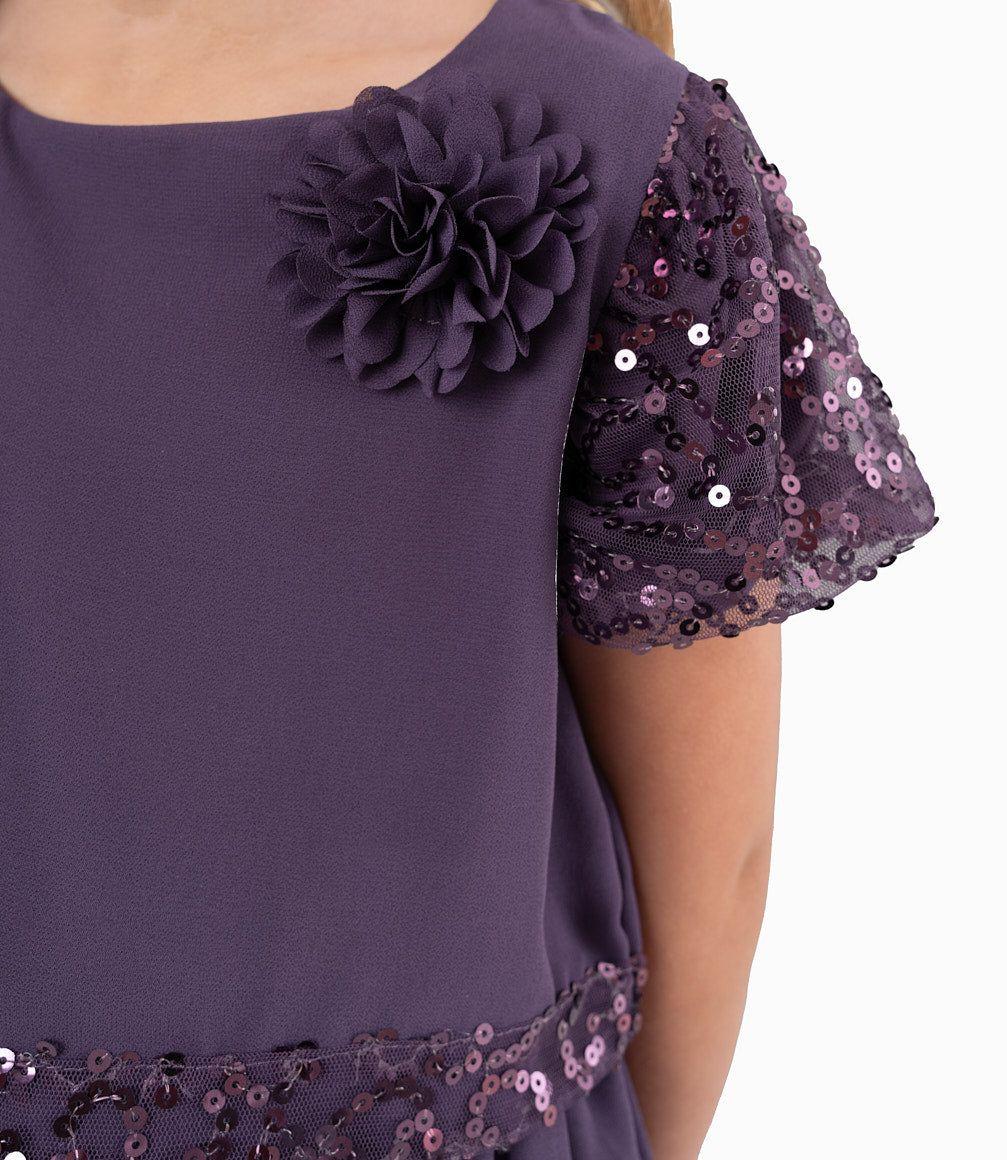 Vestido Niña Con Lentejuelas Morado-3
