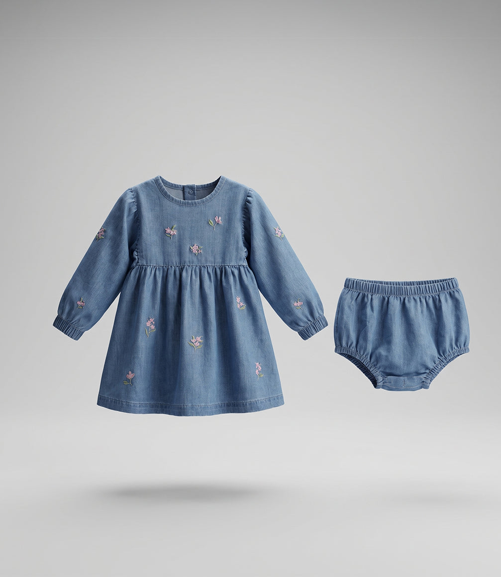 Vestido manga larga recién nacida  F13131270174 denim cel-1