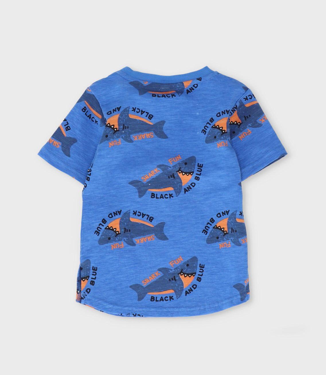 Polera manga corta bebé con tiburones azul Black and Blue-1
