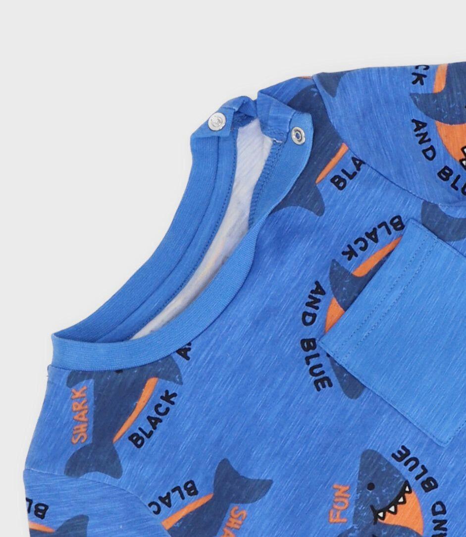 Polera manga corta bebé con tiburones azul Black and Blue-2
