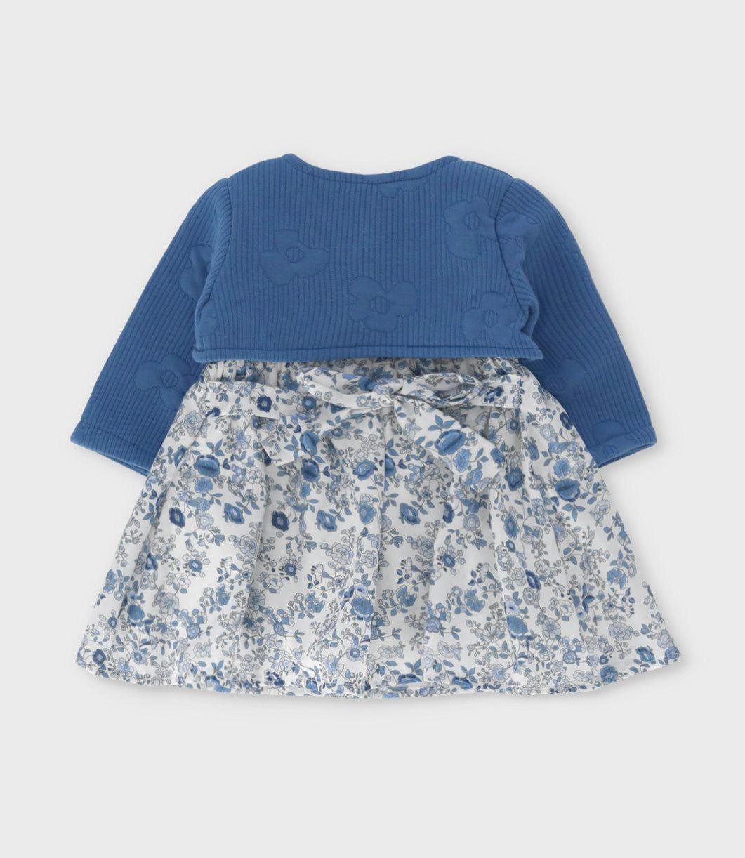 Vestido recién nacida floreado celeste Limonada-1