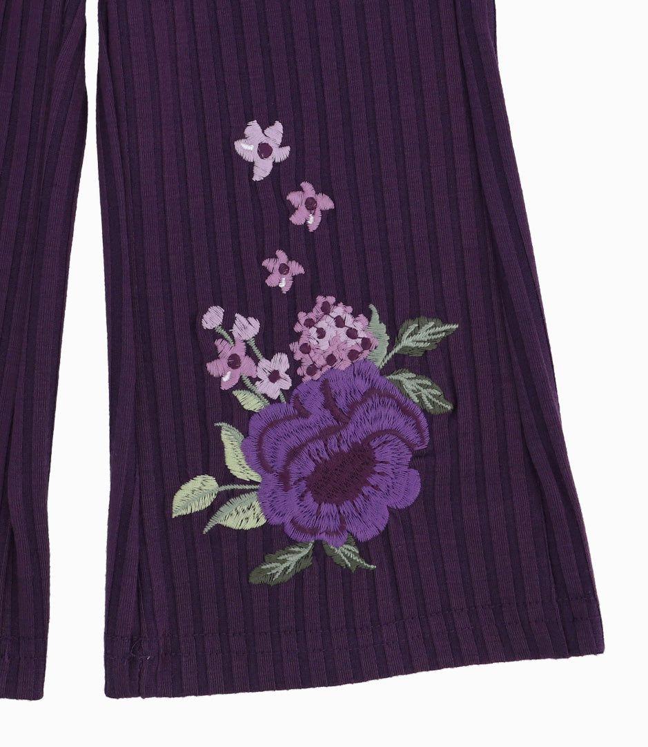 Calza Bebé Con Flores Morado-1
