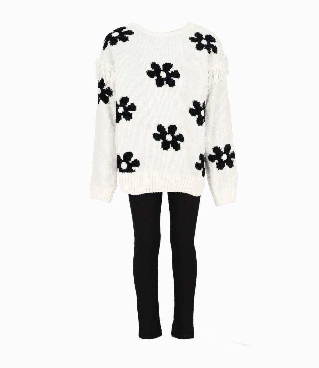 Conjunto niña con flores negro Limonada-0