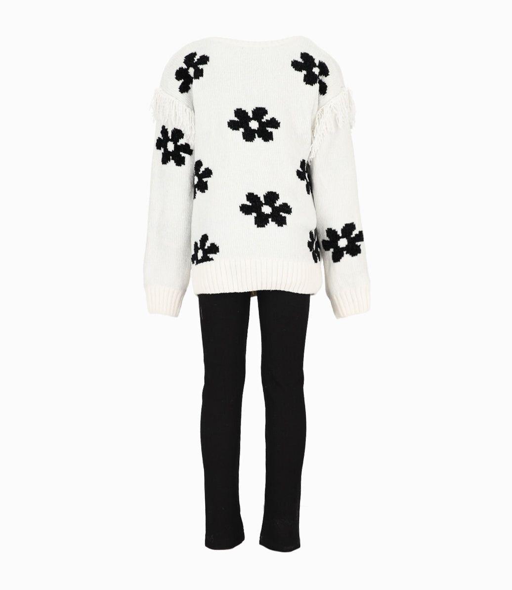 Conjunto niña con flores negro Limonada-1