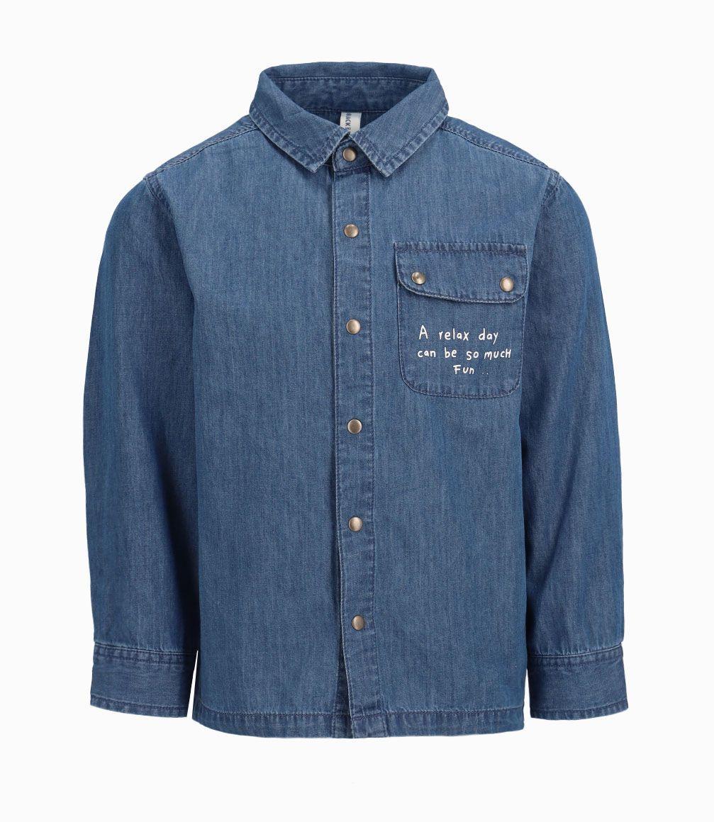 Camisa Popelín Niño 100% Algodón Denim Azul Black and Blue-1