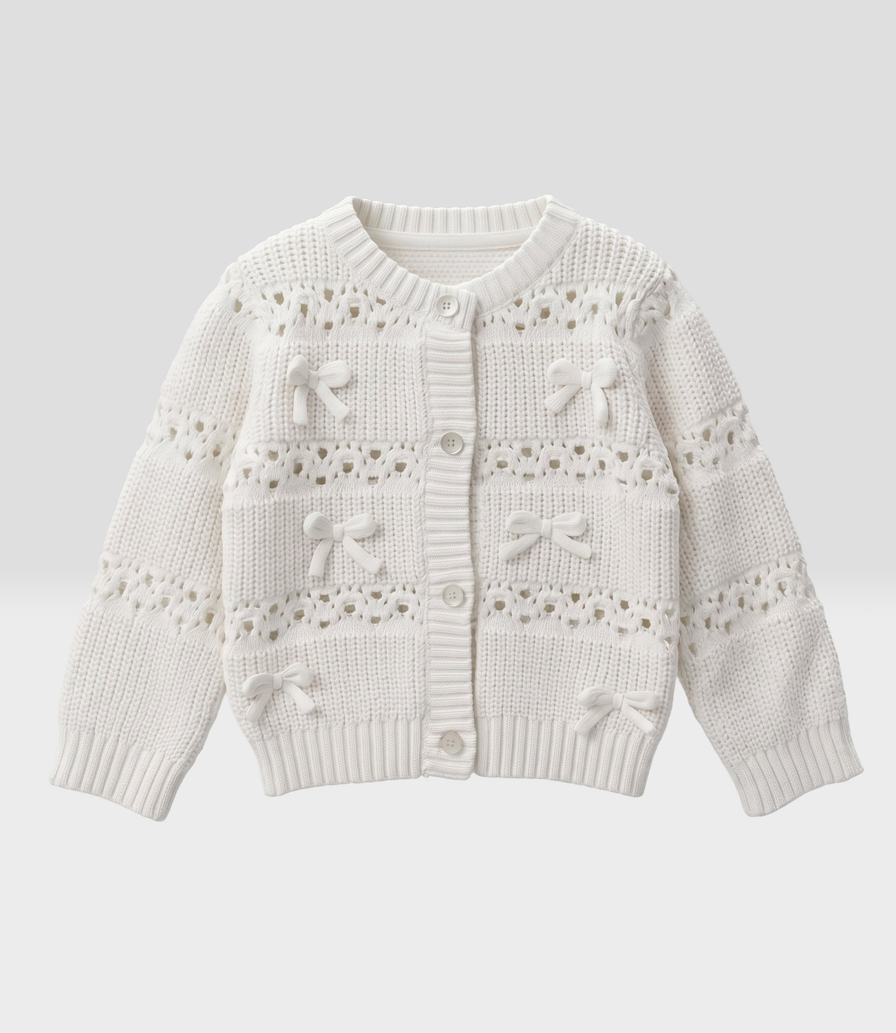 Chaleco bebé cardigan con lazos L12061270203 crudo Limonada-2