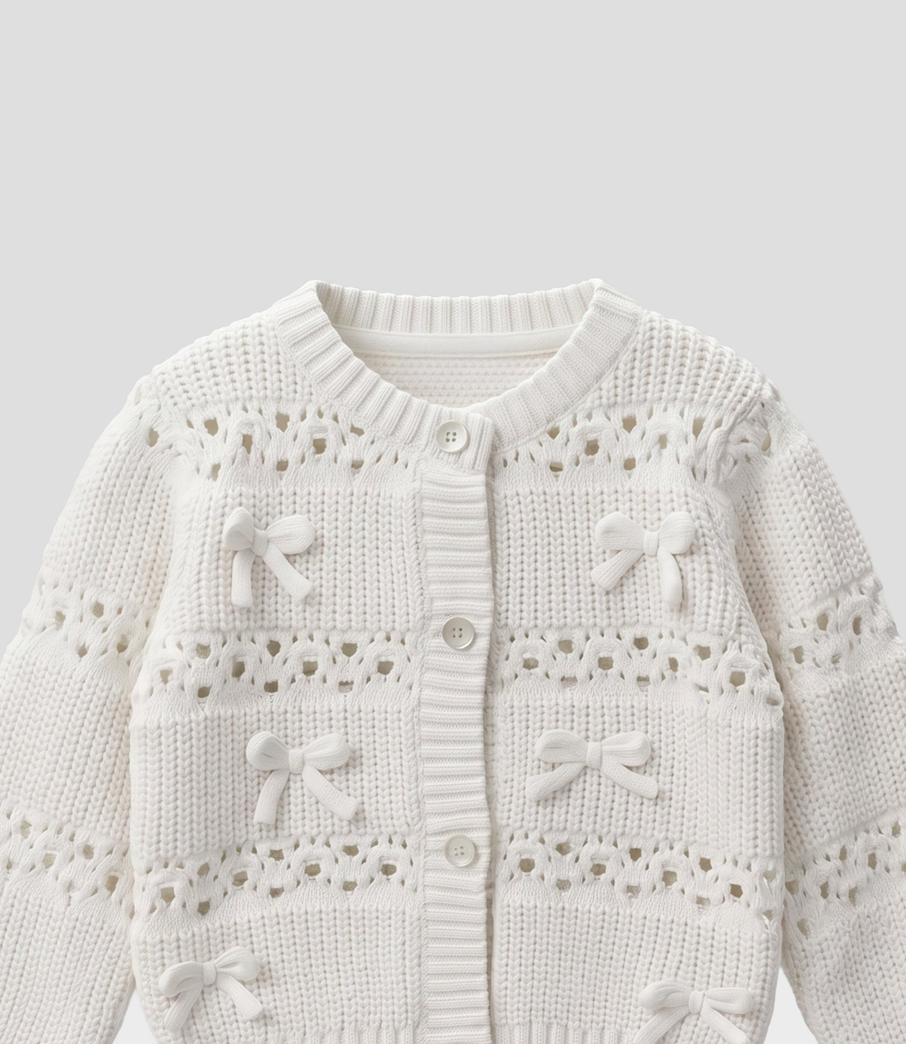 Chaleco bebé cardigan con lazos L12061270203 crudo Limonada-4