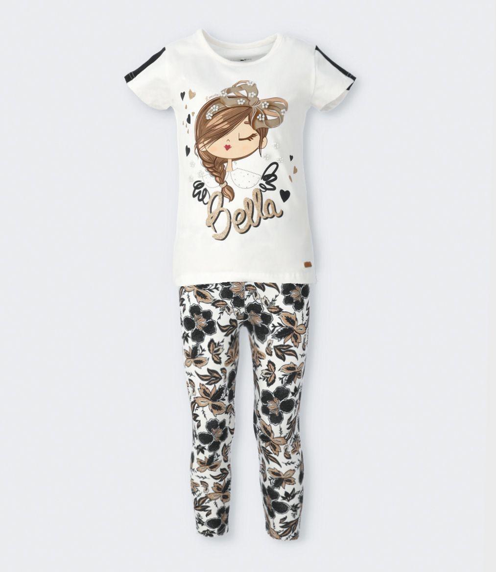 Conjunto niña con estampado y flores negro Limonada-1