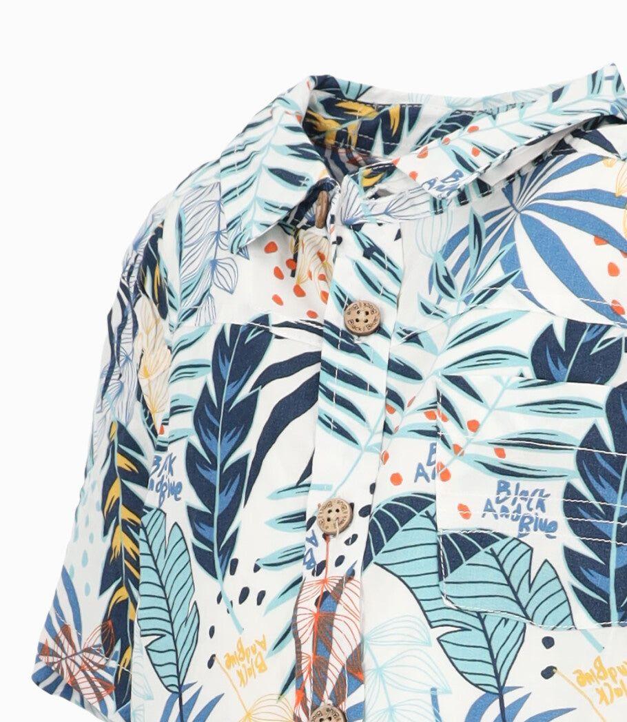 Camisa manga corta niño con palmera crudo Black and Blue-2