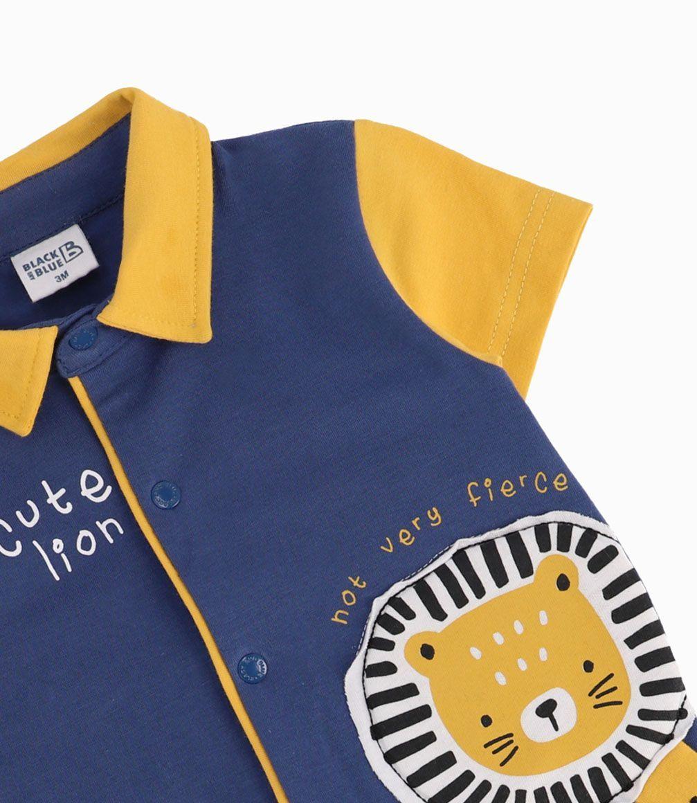 Enterito Con Solapa Recién Nacido Azul Piedra Black and Blue-1