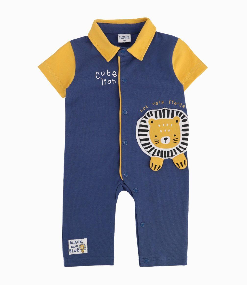 Enterito Con Solapa Recién Nacido Azul Piedra Black and Blue-0