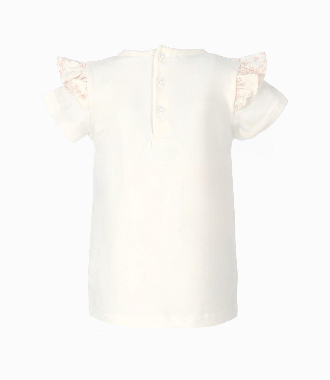 Polera manga corta bebé con vuelos crudo Limonada-2