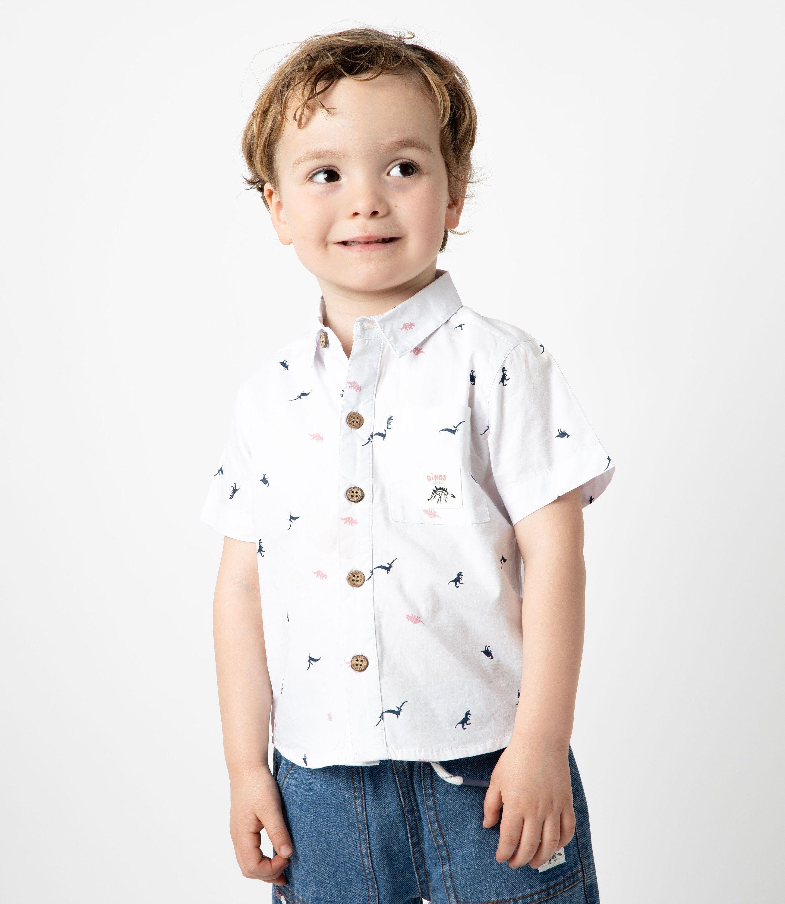 Camisa manga corta bebé con dinosaurios crudo Black and Blue-0