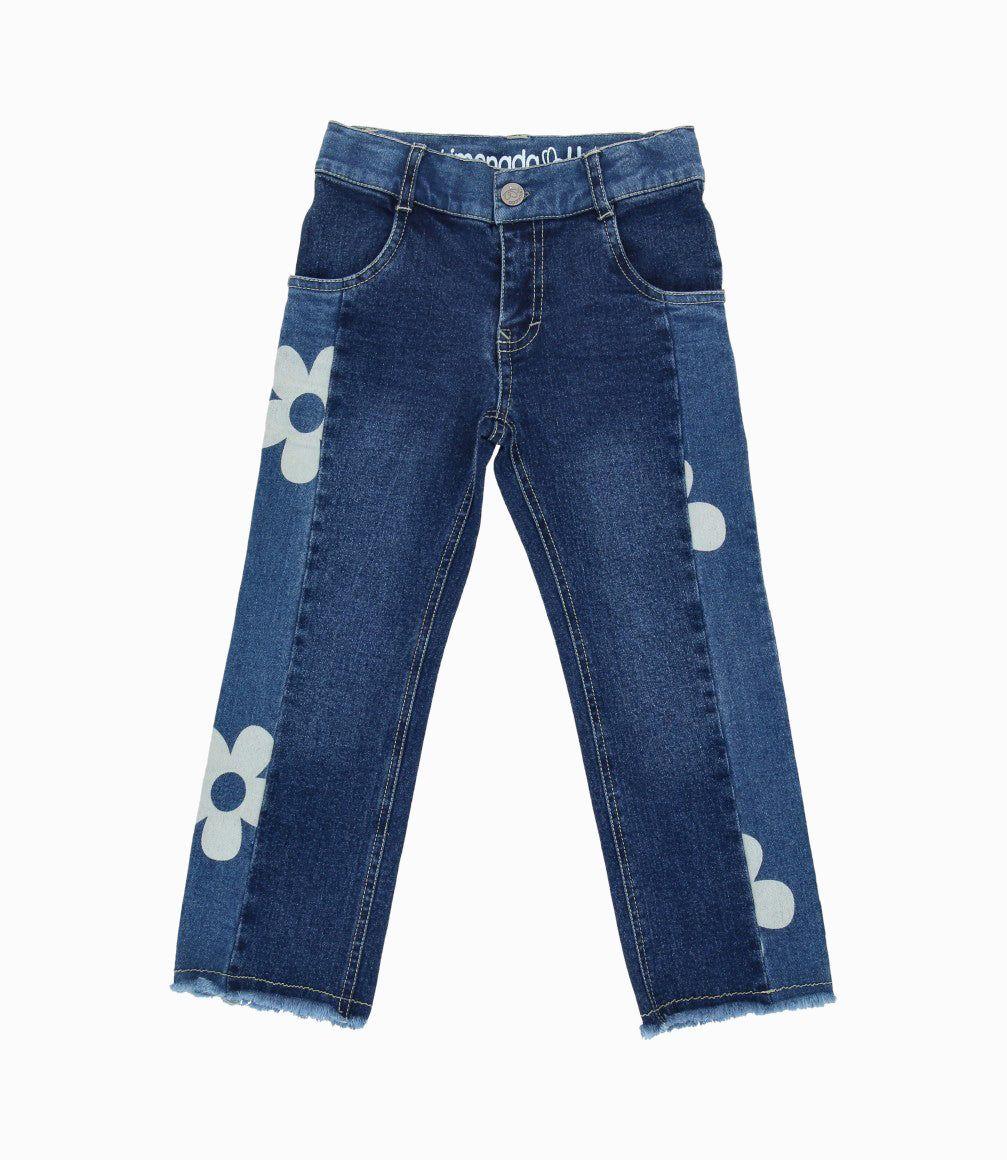 Jeans niña con flores azul marino Limonada-0