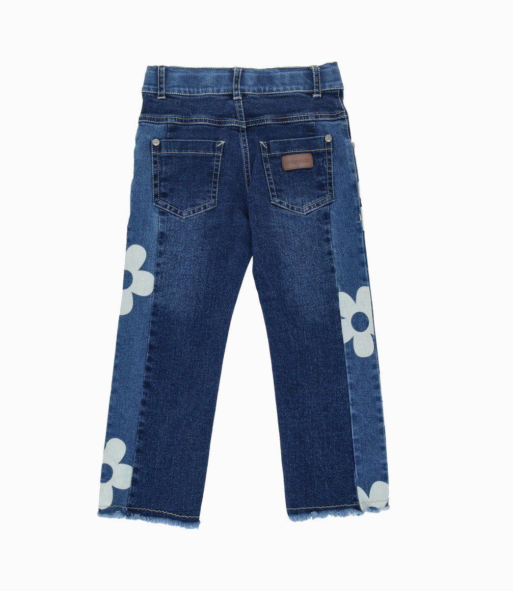 Jeans niña con flores azul marino Limonada-1