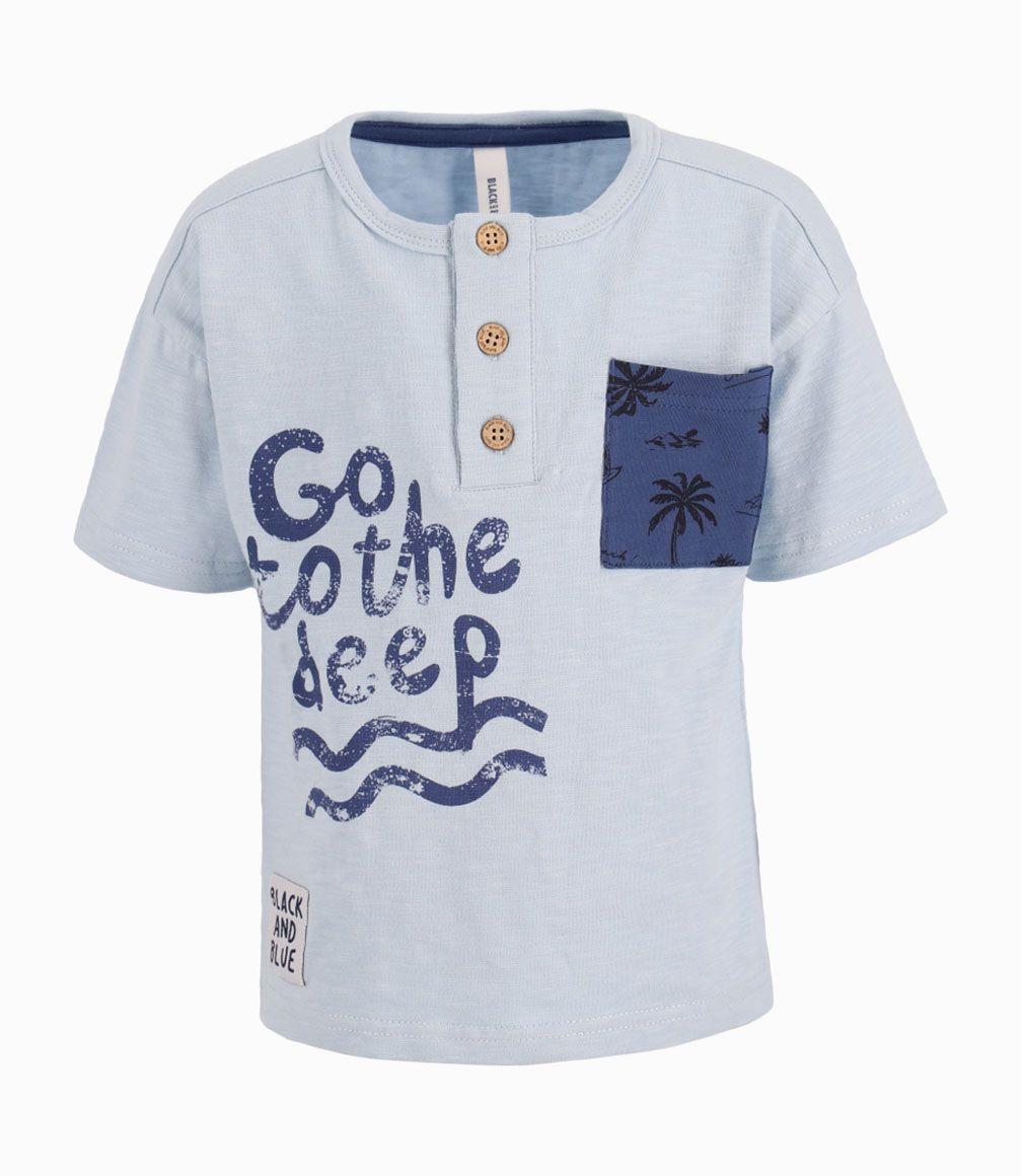 Polera Con Bolsillo Bebé Niño Celeste Black and Blue-0