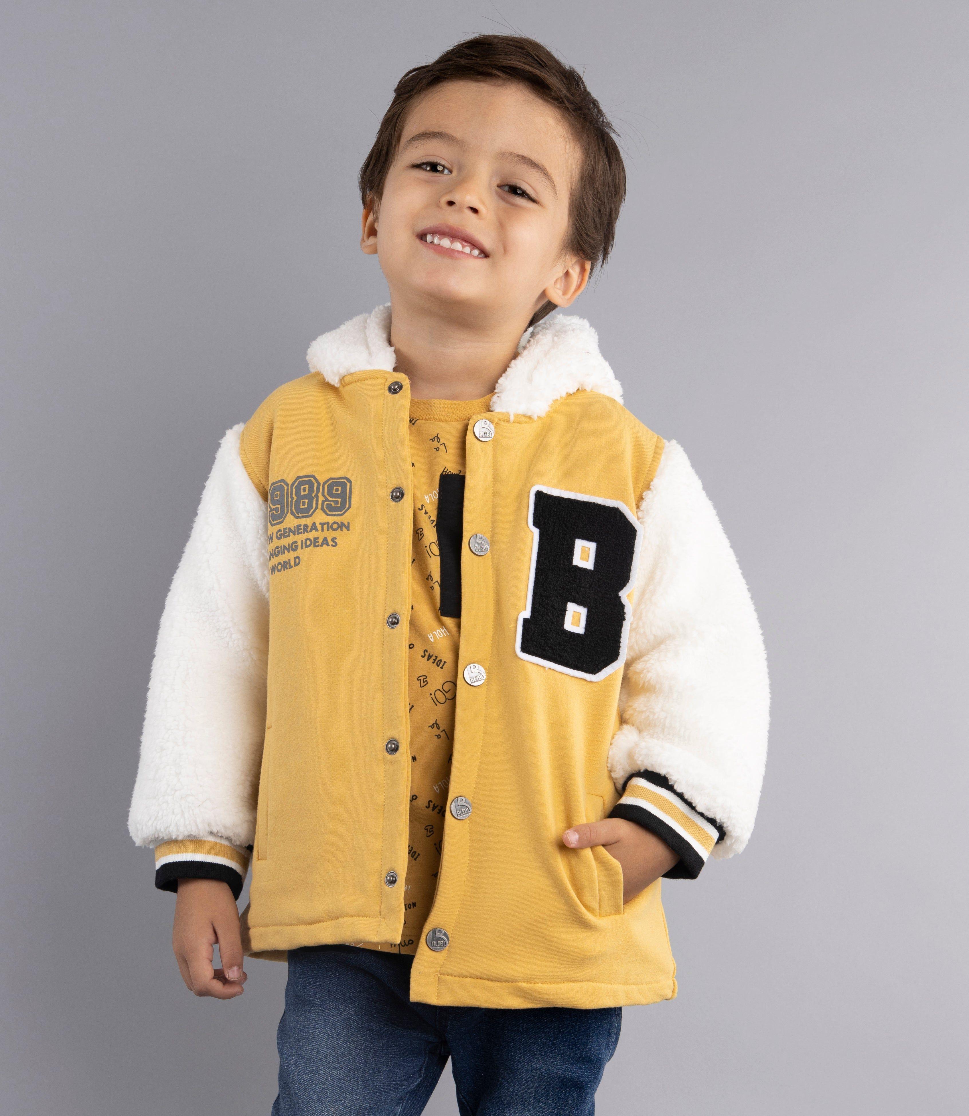 Chaqueta Bebé Niño Estilo Universitario B&B Mostaza-0