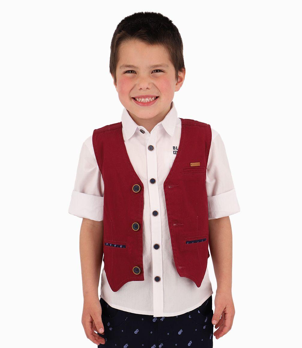 Chaqueta Niño Tres botones Black and Blue Burdeo-0