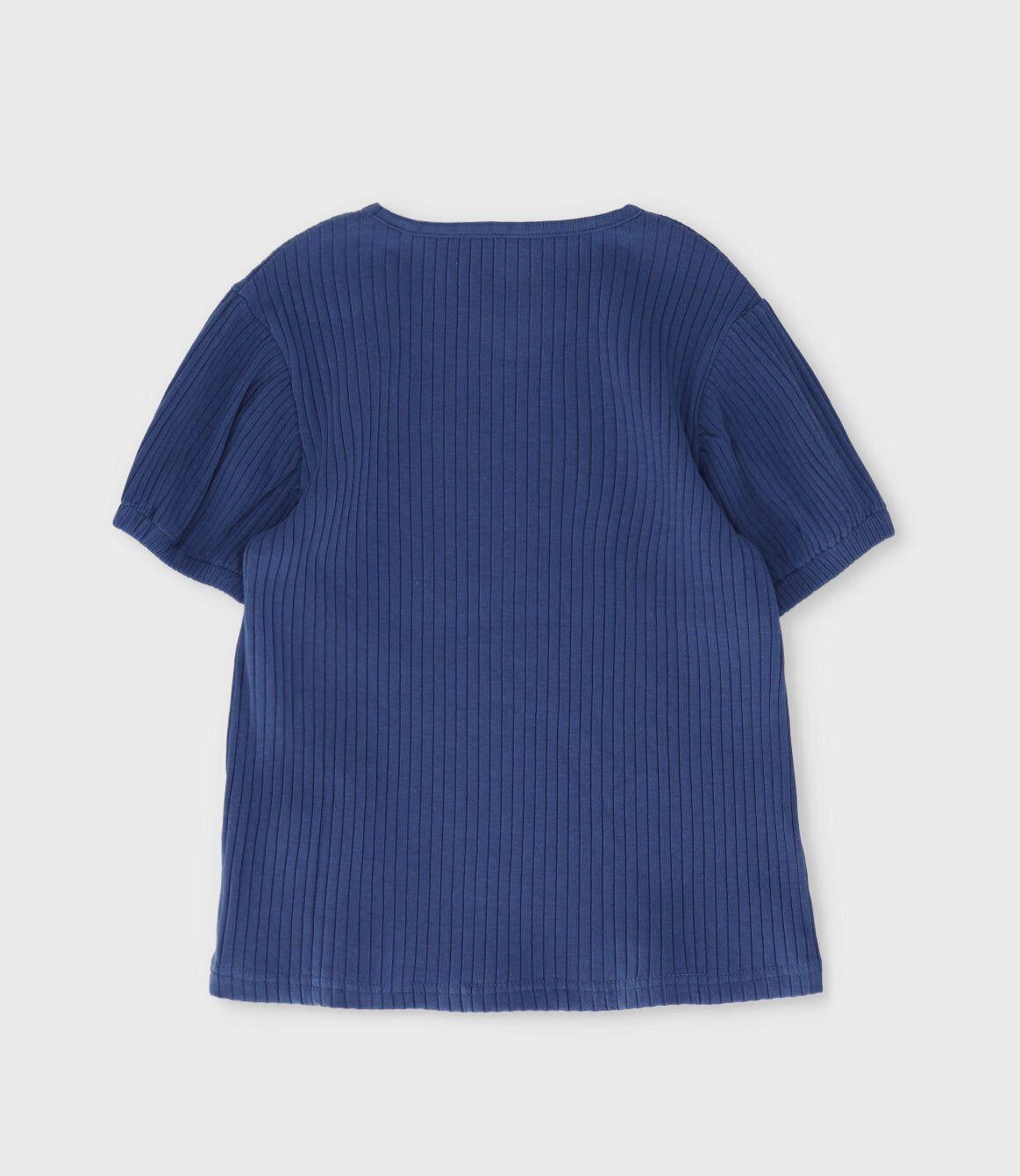 Polera manga corta niña acanalada azul marino Limonada-1